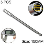 5 PCS 1/4 Electric Batch Head High Magnetism Connecting Rod Pistol Drill Extension Rod Sleeve Fast Turning Joint, Length: 150mm, 150mm Joint