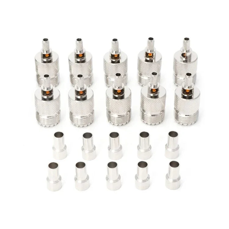 10 Sets UHF Female Jack Crimped RF Connector Coaxial Adapter for 5mm RG58 RG142 / 3D-FB Cable