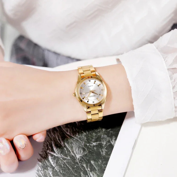 SKmei 1620 Delicate Rhinestone Creative Casual Waterproof Quartz Women Watch Steel Strap Watch