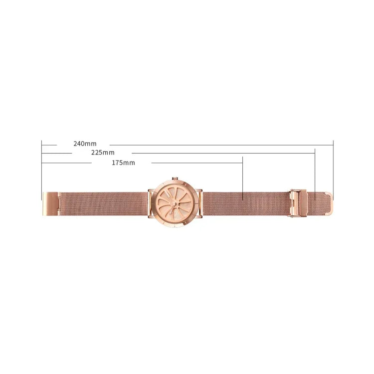 SKMEI 9204 Fashion Skeleton Rotating Dial Waterproof Business Mesh Belt Quartz Watch Men Watch
