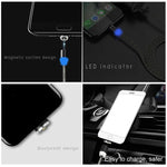 USB to 8 Pin Magnetic Metal Connector Nylon Two-color Braided Magnetic Charging Cable, Cable Length: 1m, 8 Pin