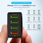2 in 1 1m USB to 8 Pin Data Cable + 30W QC 3.0 4 USB Interfaces Mobile Phone Tablet PC Universal Quick Charger Travel Charger Set, US Plug, 8 Pin Set US Plug