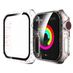 For Apple Watch Series 4/5/6 & SE 1/2/3 44mm Glitter Powder PC + Tempered Glass Screen Film Integrated Case