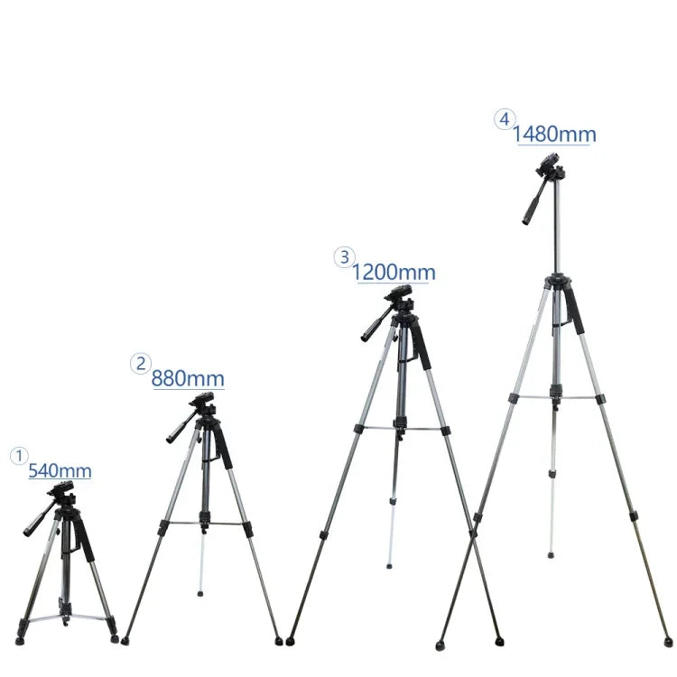 L-1200 Camera Tripod Live Broadcast Bracket For Mobile Phones, Cameras, Projectors 55-148CM Universal Adjustable Tripod (Silver), L-1200
