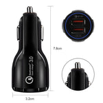 Qc3.0 Dual USB Car Charger + 8 Pin Fast Charging Line Car Charging Kit, 8 Pin (Black), 8 Pin (White)