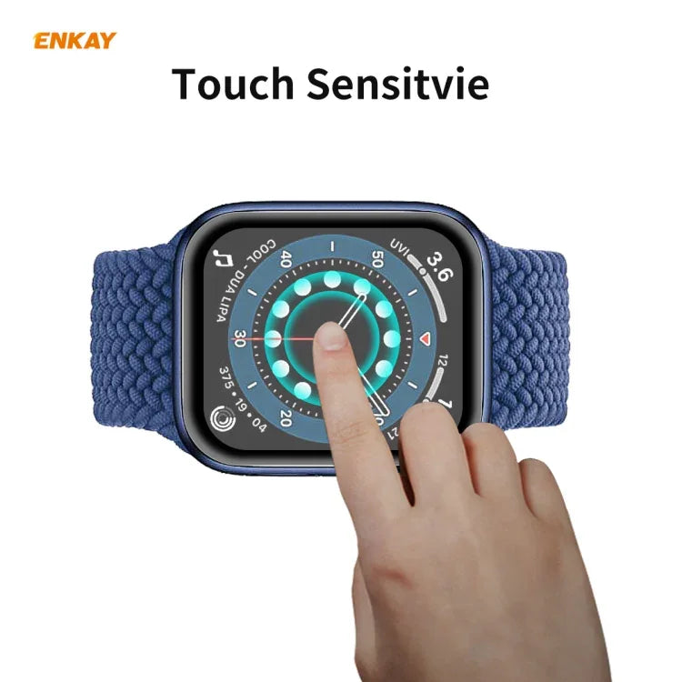 2 PCS ENKAY Hat-Prince 0.2mm 9H Surface Hardness 3D Explosion-proof Aluminum Alloy Edge Full Screen Tempered Glass Screen Film, For Apple Watch 6/5/4/SE 40mm