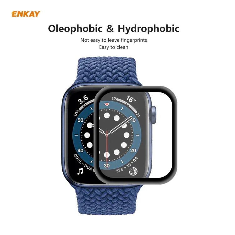5PCS ENKAY Hat-Prince 0.2mm 9H Surface Hardness 3D Explosion-proof Aluminum Alloy Edge Full Screen Tempered Glass Screen Film, For Apple Watch 6/5/4/SE 40mm, For Apple Watch 6/5/4/SE 44mm