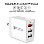 SDC-30W 2 in 1 USB to USB-C / Type-C Data Cable + 30W QC 3.0 USB + 2.4A Dual USB 2.0 Ports Mobile Phone Tablet PC Universal Quick Charger Travel Charger Set, US Plug, with USB-C / Type-C Cable, US Plug