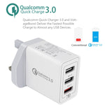 SDC-30W 2 in 1 USB to USB-C / Type-C Data Cable + 30W QC 3.0 USB + 2.4A Dual USB 2.0 Ports Mobile Phone Tablet PC Universal Quick Charger Travel Charger Set, UK Plug, with USB-C / Type-C Cable, UK Plug