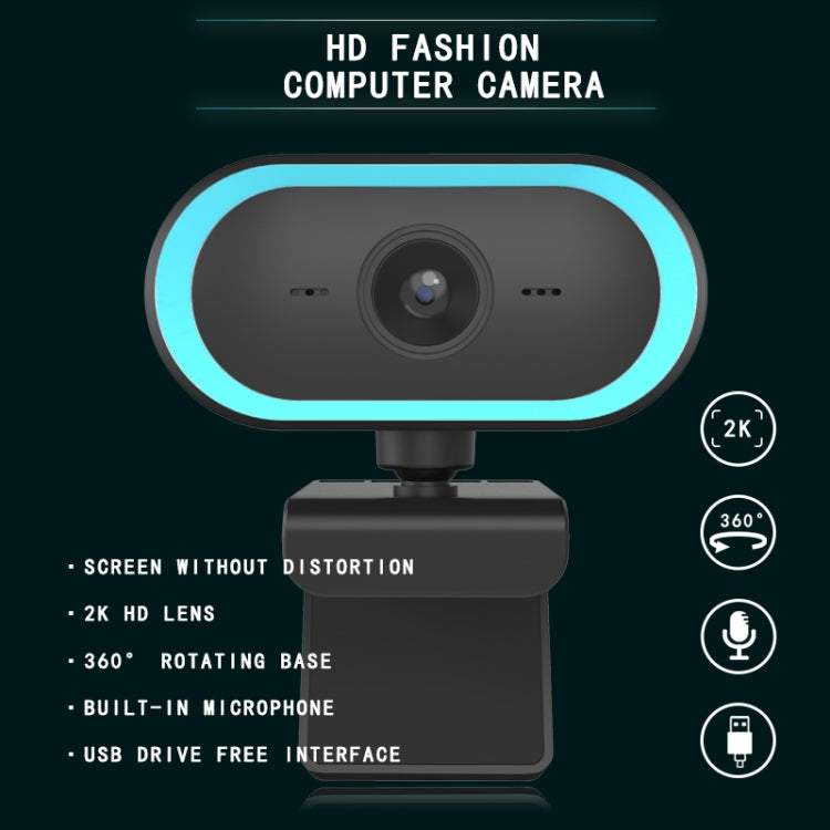 C11 2K Picture Quality HD Without Distortion 360 Degrees Rotate Built-in Microphone Sound Clear Webcams with Tripod