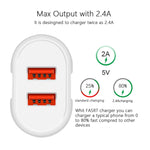 Dual USB Portable Travel Charger + 1 Meter USB to 8 Pin Data Cable, EU Plug