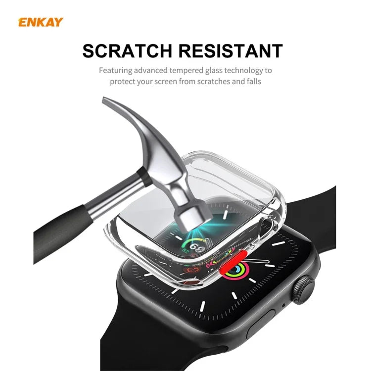 ENKAY Hat-prince Full Coverage TPU Case + Tempered Glass Protector for Apple Watch Series 6 / 5 / 4 / SE 40mm, For Apple Watch Series 6 / 5 / 4 / SE 40mm