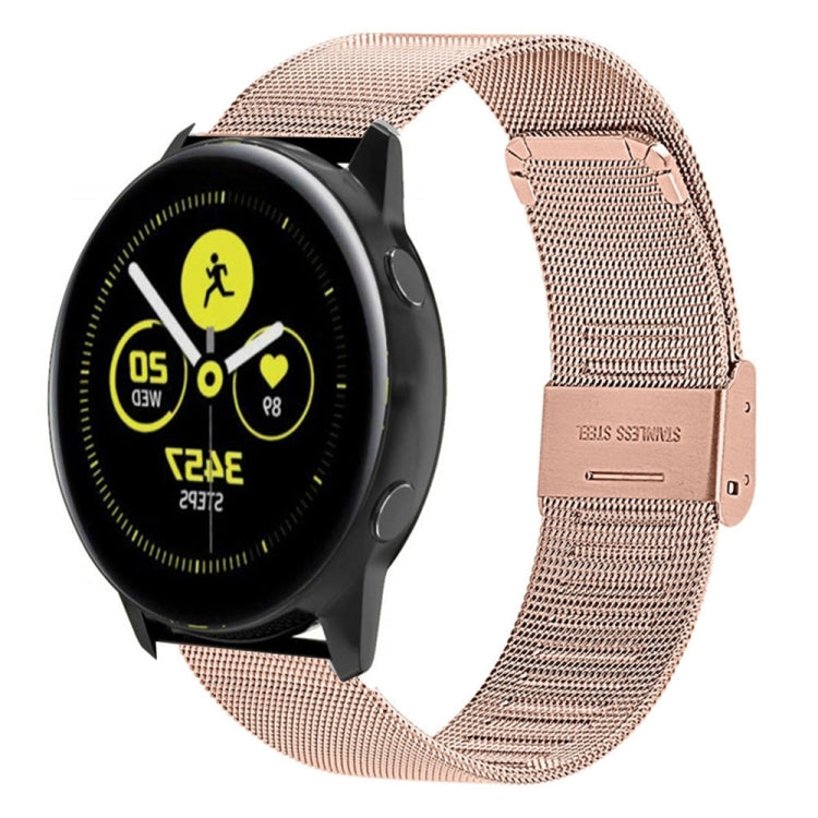 20mm Double Buckle Braided Fine Mesh Stainless Ssteel Metal Replacement Strap, black, Golden, rose gold, silver