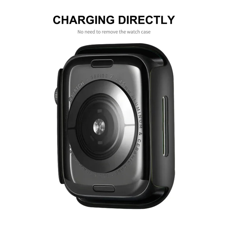 ENKAY Hat-Prince 2 in 1 PC Frame + 9H Tempered Glass Protector Full Coverage Case for Apple Watch Series 7 45mm