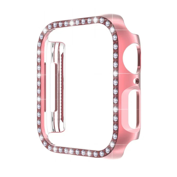ENKAY Hat-Prince Electroplate PC Diamond Watch Case + Full Coverage Curved PET Screen Protector Film For Apple Watch Series 7 45mm
