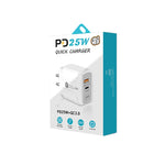 PD25W USB-C / Type-C + QC3.0 USB Dual Ports Fast Charger with USB-C to USB-C Data Cable, US Plug, US Plug + USB-C to USB-C Cable