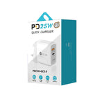 PD25W USB-C / Type-C + QC3.0 USB Dual Ports Fast Charger with USB-C to USB-C Data Cable, UK Plug, UK Plug + USB-C to USB-C Cable