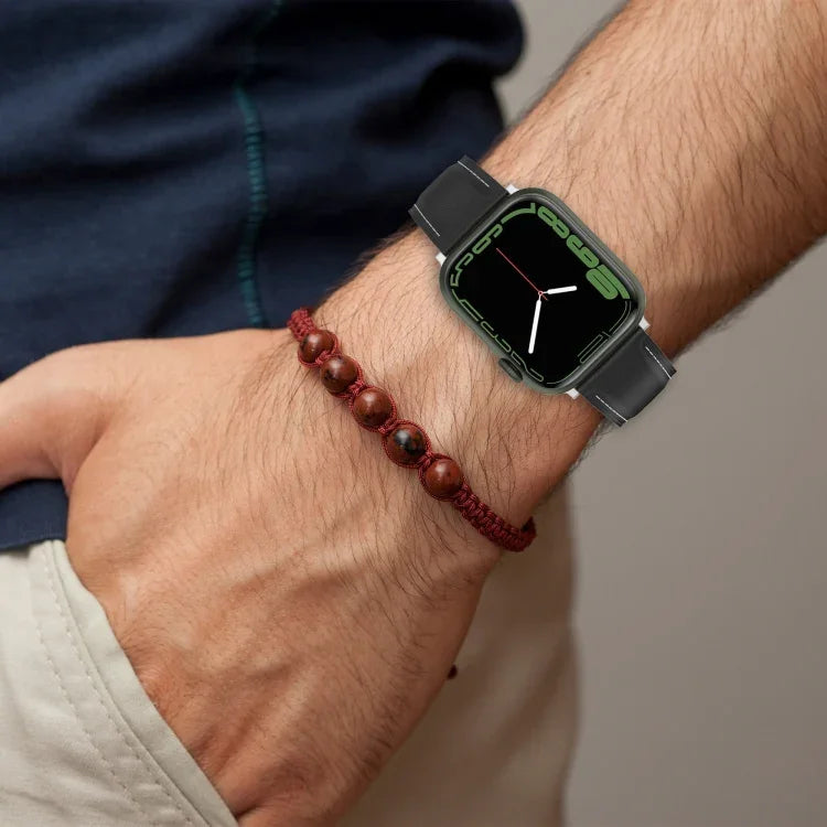 Top Layer Cowhide Sewing Watch Strap For Apple Watch Series, 7 41mm / 6&SE&5&4 40mm / 3&2&1 38mm 20mm, 7 45mm / 6&SE&5&4 44mm / 3&2&1 42mm 22mm, 7 41mm / 6&SE&5&4 40mm / 3&2&1 38mm 22mm, 7 45mm / 6&SE&5&4 44mm / 3&2&1 42mm 20mm
