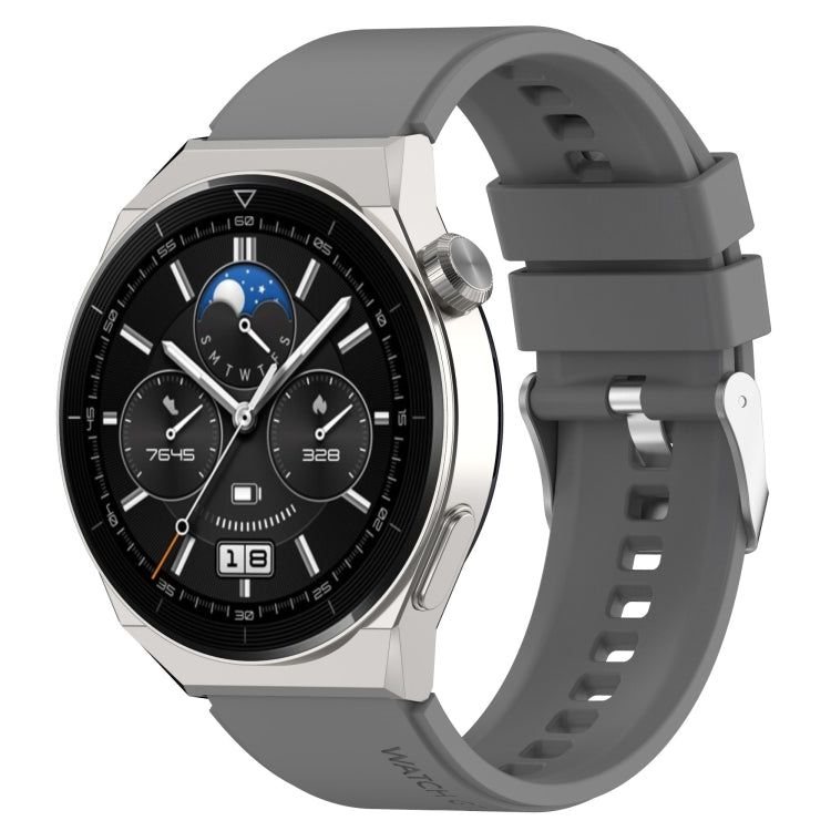 Protruding Head Silver Buckle Silicone Watch Band, For Huawei Watch GT 3 Pro 46mm 22mm, For Huawei Watch GT 3 Pro 43mm 20mm