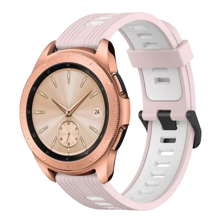 20mm Vertical Pattern Two-Color Silicone Watch Band, For Samsung Galaxy watch 42mm, For Samsung Gear Sport, For Samsung Gear S2 Classic