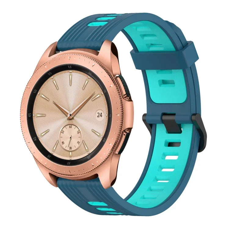 20mm Vertical Pattern Two-Color Silicone Watch Band, For Samsung Galaxy watch 42mm, For Samsung Gear Sport, For Samsung Gear S2 Classic