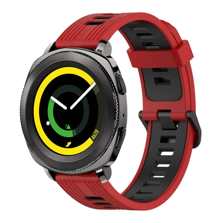 20mm Vertical Pattern Two-Color Silicone Watch Band, For Samsung Galaxy watch 42mm, For Samsung Gear Sport, For Samsung Gear S2 Classic