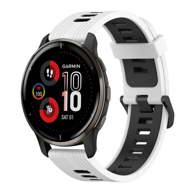 20mm Vertical Pattern Two-Color Silicone Watch Band, For Garmin Venu 2 Plus, For Garmin Move Sport, For GarminMove 3, For Garmin Vivomove Sport