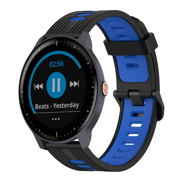 20mm Vertical Pattern Two-Color Silicone Watch Band, For Garmin Forerunner 245 Music, For Garmin Vivoactive 3 Music