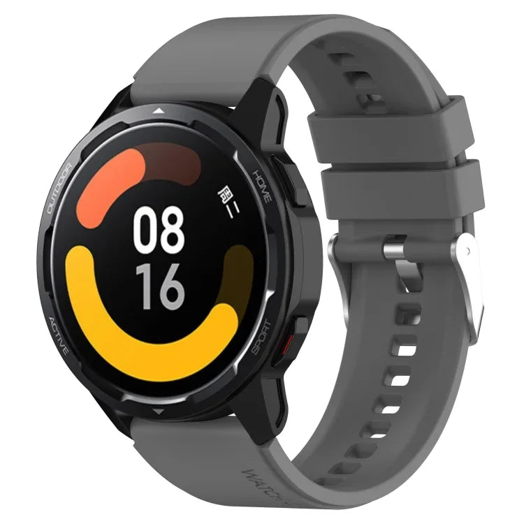 Protruding Head Silicone Strap Silver Buckle, For Samsung Galaxy Watch 46mm 22mm