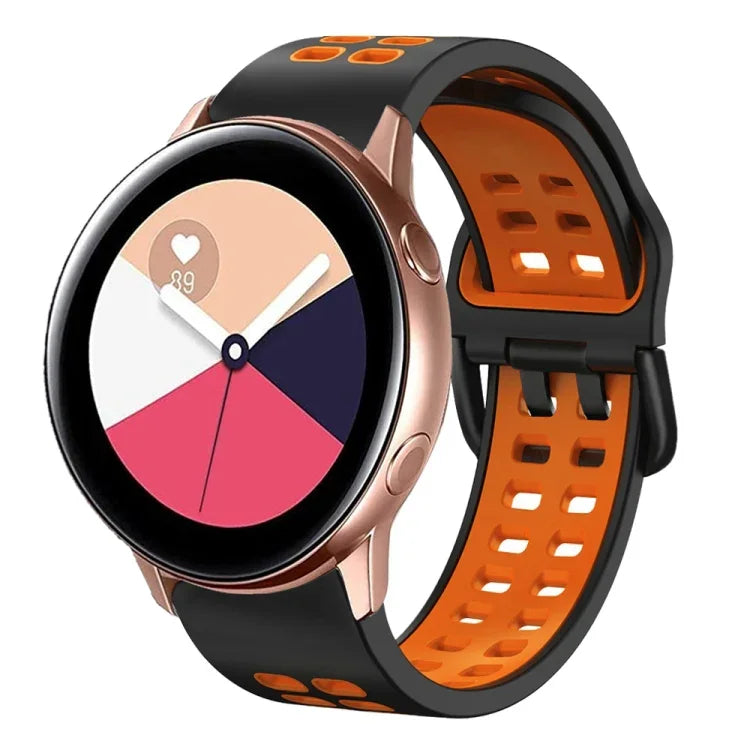 20mm Breathable Two-Color Silicone Watch Band, For Samsung Galaxy Watch 4 Classic 42mm, For Galaxy Watch Active 2