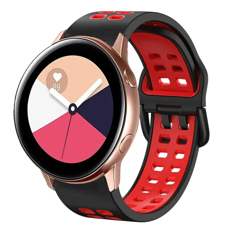 20mm Breathable Two-Color Silicone Watch Band, For Samsung Galaxy Watch 4 Classic 42mm, For Galaxy Watch Active 2