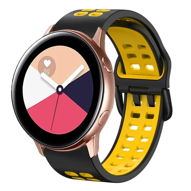 20mm Breathable Two-Color Silicone Watch Band, For Samsung Galaxy Watch 4 Classic 42mm, For Galaxy Watch Active 2