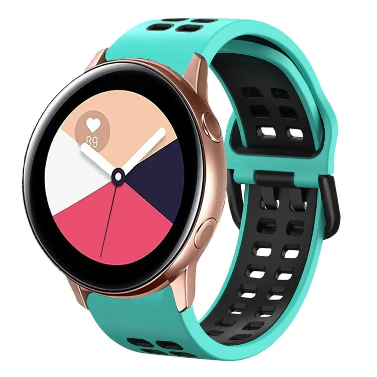 20mm Breathable Two-Color Silicone Watch Band, For Samsung Galaxy Watch 4 Classic 42mm, For Galaxy Watch Active 2