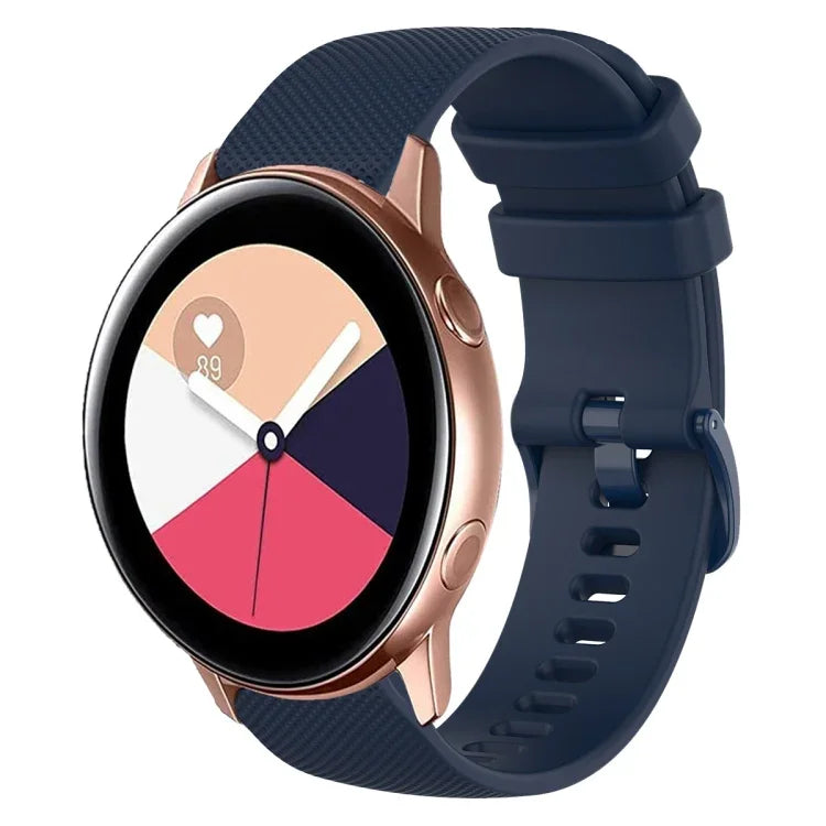 20mm Plaid Solid Color Silicone Watch Band, For Samsung Galaxy Watch4 44mm, For Samsung Galaxy Watch4 Classic 46mm, For Samsung Galaxy Watch4 Classic 42mm, For Samsung Galaxy Watch Active 2