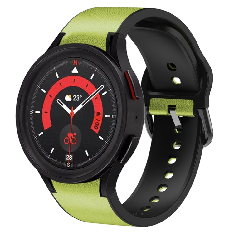20mm Silicone Adhesive Leather Watch Band, For Samsung Galaxy Watch 5 40mm, For Samsung Galaxy Watch 5 44mm, For Samsung Galaxy Watch 5 Pro 45mm, For Samsung Galaxy Watch 4 40mm, For Samsung Galaxy Watch 4 44mm