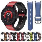 20mm Silicone Adhesive Leather Watch Band, For Samsung Galaxy Watch 5 40mm, For Samsung Galaxy Watch 5 44mm, For Samsung Galaxy Watch 5 Pro 45mm, For Samsung Galaxy Watch 4 40mm, For Samsung Galaxy Watch 4 44mm
