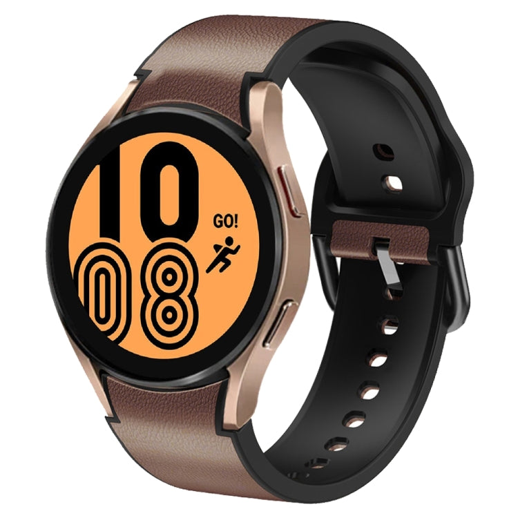 20mm Silicone Adhesive Leather Watch Band, For Samsung Galaxy Watch 5 40mm, For Samsung Galaxy Watch 5 44mm, For Samsung Galaxy Watch 5 Pro 45mm, For Samsung Galaxy Watch 4 40mm, For Samsung Galaxy Watch 4 44mm