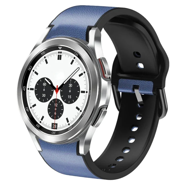 20mm Silicone Adhesive Leather Watch Band, For Samsung Galaxy Watch 4 Classic 46mm, For Samsung Galaxy Watch 4 Classic 42mm, For Samsung Galaxy Watch Active 2
