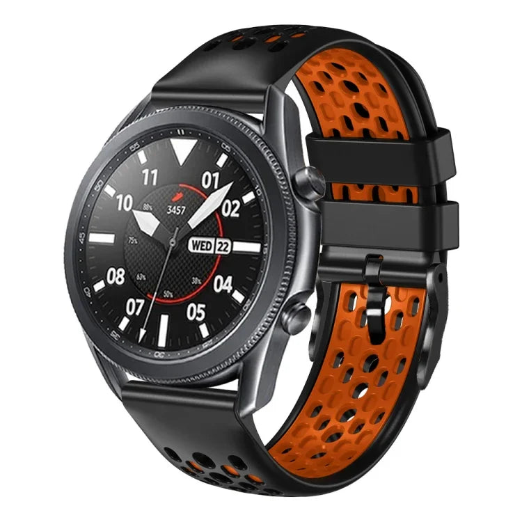 22mm Two-Color Breathable Silicone Watch Band, For Samsung Galaxy Watch3 45mm, For Samsung Galaxy Watch 46mm, For Samsung Gear S3 Classic, For Samsung Gear S3 Frontier