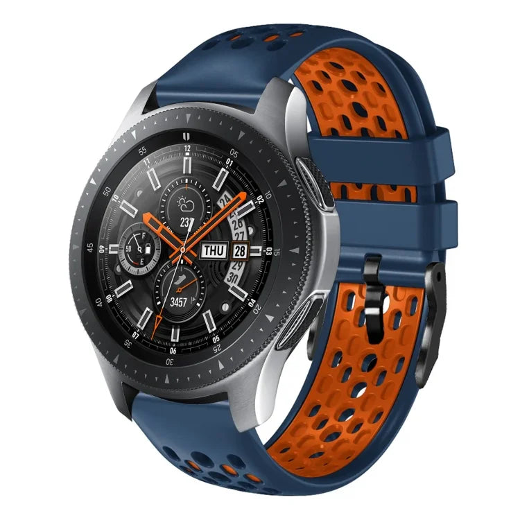 22mm Two-Color Breathable Silicone Watch Band, For Samsung Galaxy Watch3 45mm, For Samsung Galaxy Watch 46mm, For Samsung Gear S3 Classic, For Samsung Gear S3 Frontier