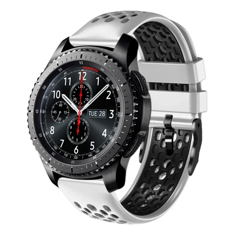22mm Two-Color Breathable Silicone Watch Band, For Samsung Galaxy Watch3 45mm, For Samsung Galaxy Watch 46mm, For Samsung Gear S3 Classic, For Samsung Gear S3 Frontier