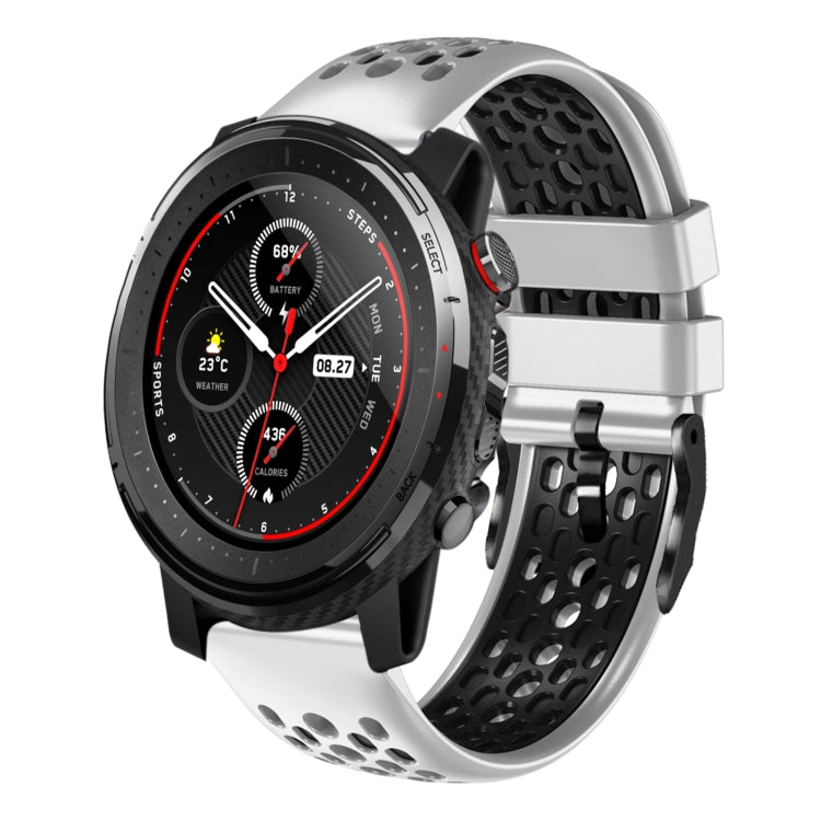 22mm Two-Color Breathable Silicone Watch Band, For Amazfit 3, For Amazfit GTR 47mm, For Amazfit Pace, For Amazfit Stratos