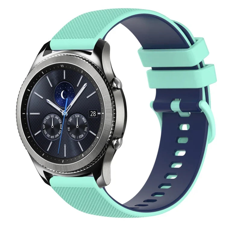 22mm Checkered Two-Color Silicone Watch Band, For Samsung Galaxy Watch3 45mm, For Samsung Galaxy Watch 46mm, For Samsung Gear S3 Classic, For Samsung Gear S3 Frontier
