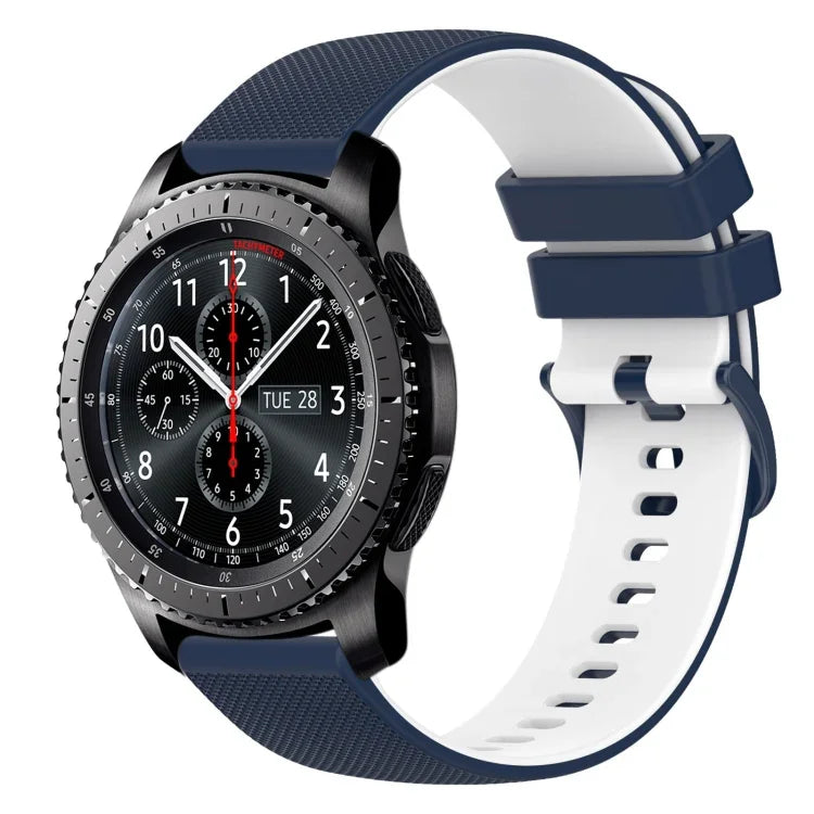 22mm Checkered Two-Color Silicone Watch Band, For Samsung Galaxy Watch3 45mm, For Samsung Galaxy Watch 46mm, For Samsung Gear S3 Classic, For Samsung Gear S3 Frontier