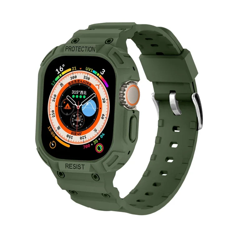 For Apple Watch Ultra 3 / 2 / 1 49mm JUNSUNMAY Integrated TPU Case Adjustable Elastic Watch Band