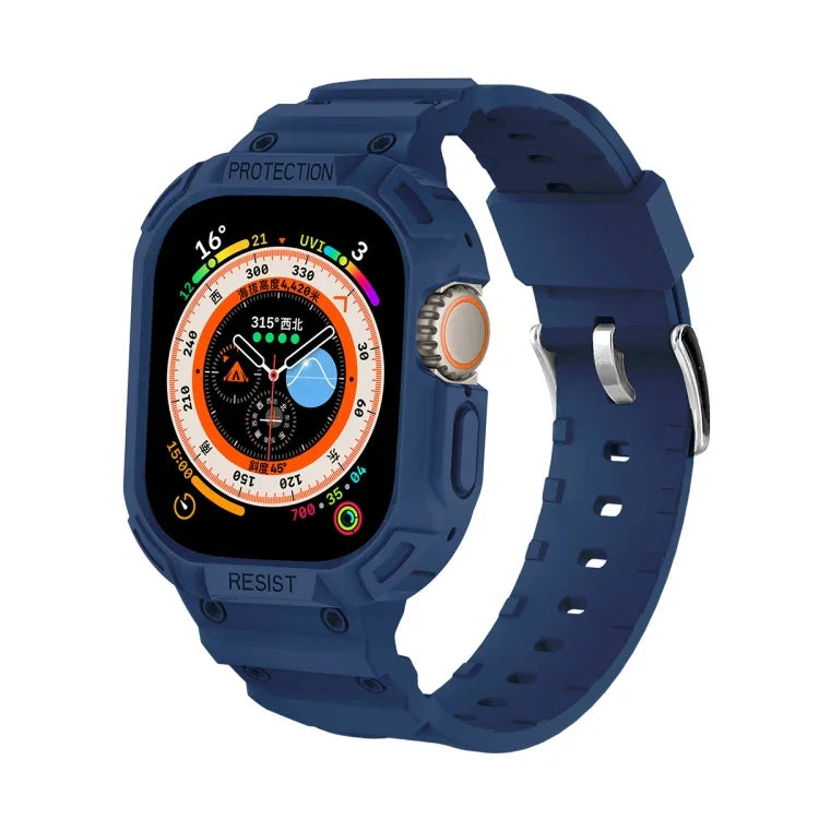 For Apple Watch Ultra 3 / 2 / 1 49mm JUNSUNMAY Integrated TPU Case Adjustable Elastic Watch Band