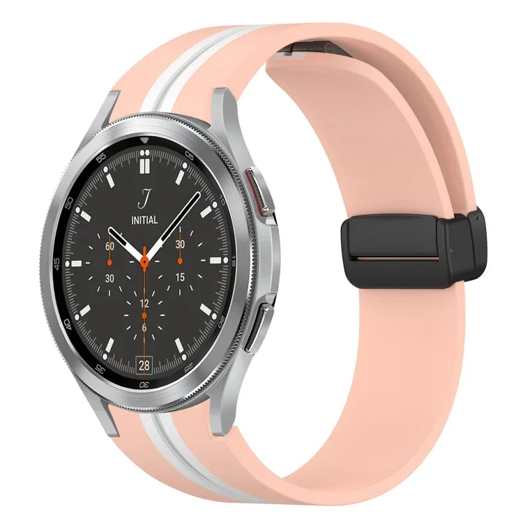 Folding Magnetic Clasp Silicone Watch Band, For Samsung Galaxy Watch 4 Classic 46mm, For Samsung Galaxy Watch 4 Classic 42mm