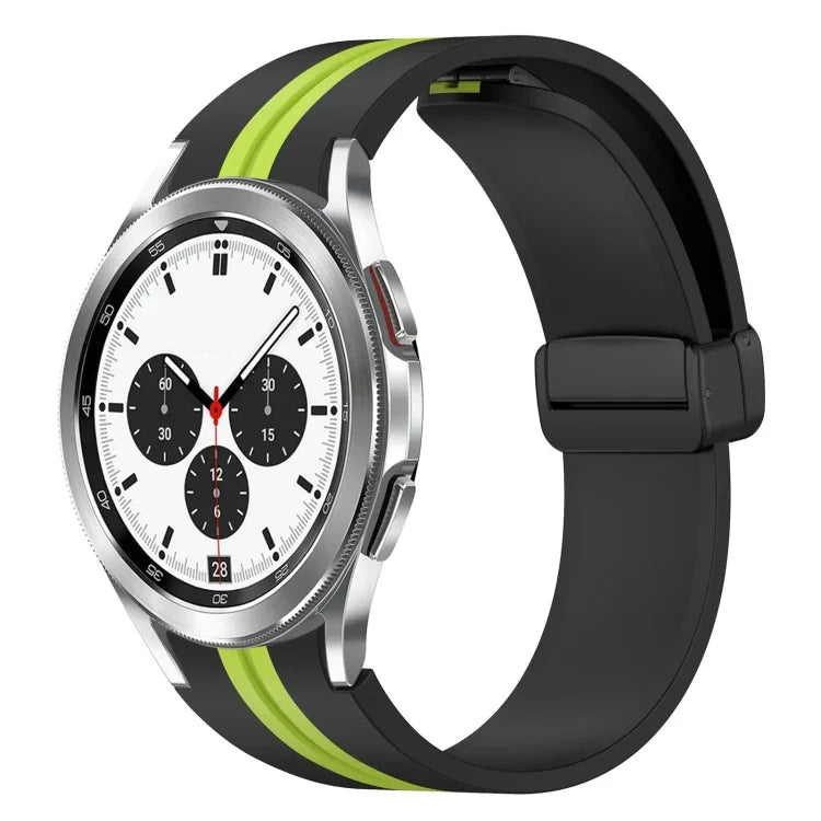 Folding Magnetic Clasp Silicone Watch Band, For Samsung Galaxy Watch 4 Classic 46mm, For Samsung Galaxy Watch 4 Classic 42mm