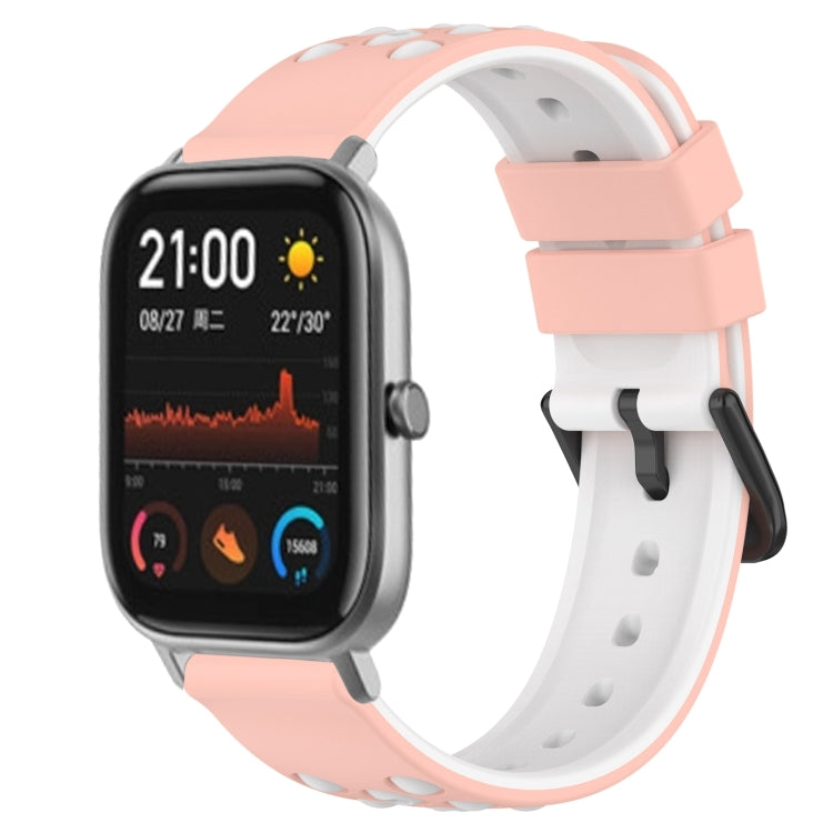 20mm Two-Color Porous Silicone Watch Band, For Amazfit GTS, For Amazfit GTR 42mm, For Amazfit Pop Pro, For Amazfit Pop