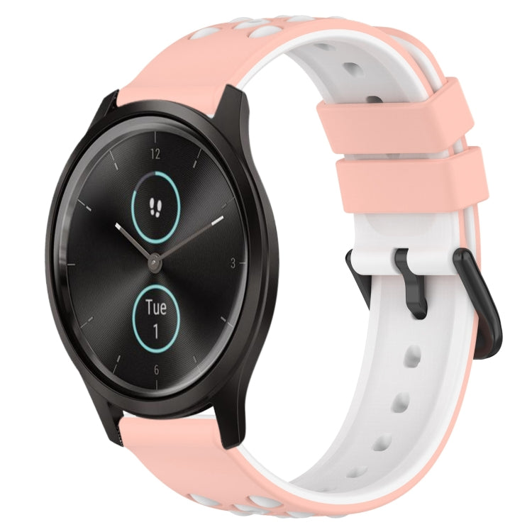 20mm Two-Color Porous Silicone Watch Band, For Garmin Garminmove Style, For Garmin Forerunner 645 Music